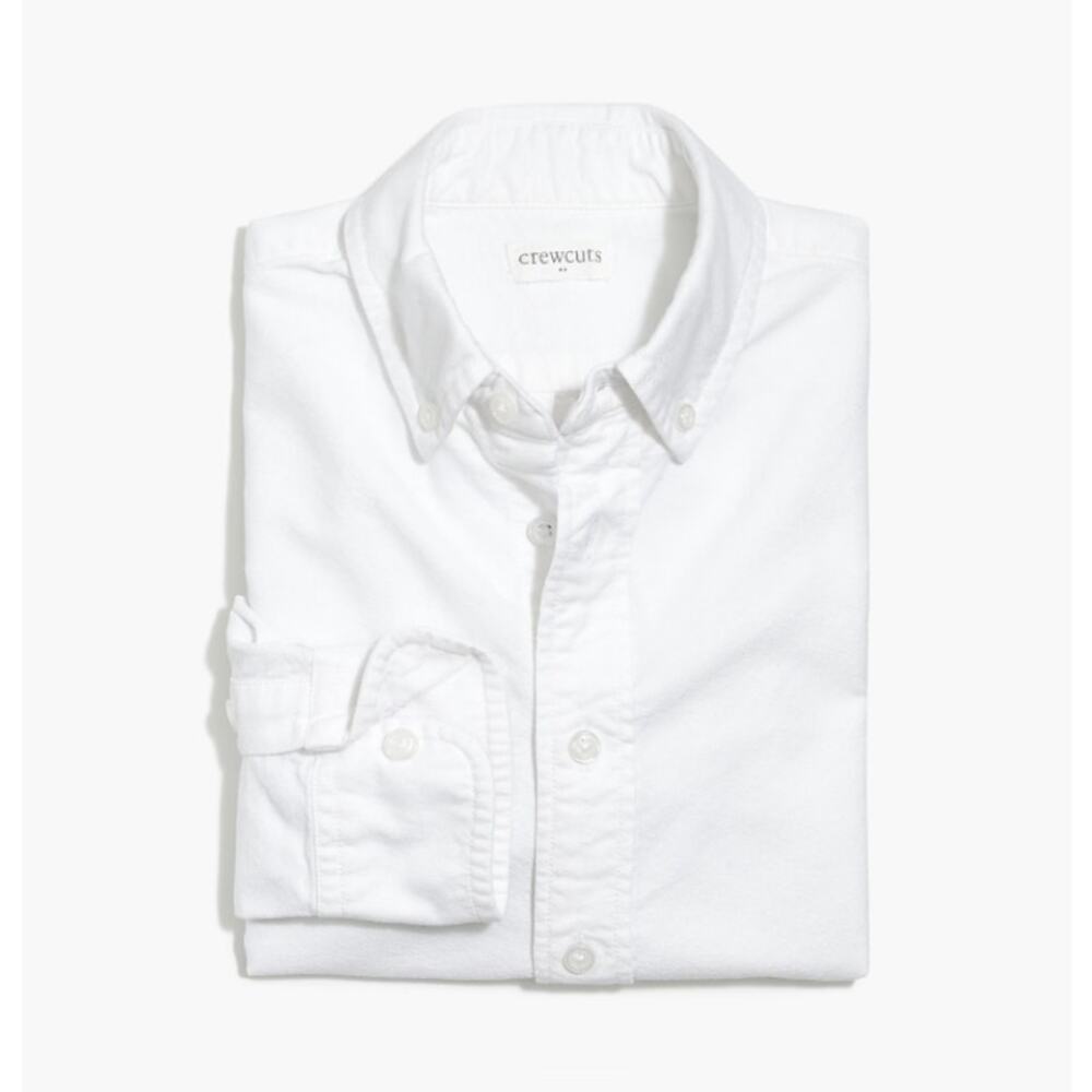 Crewcuts J.Crew Long Sleeve Stretch Oxford Shirt Kids Boys 6-7 White Button Down